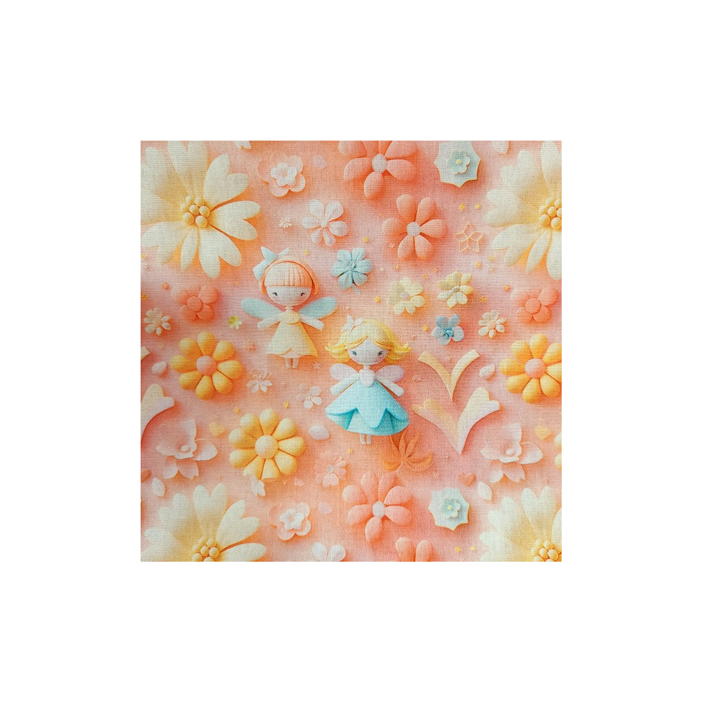 Tissu coton digital 3 D enfant imprimé princesse