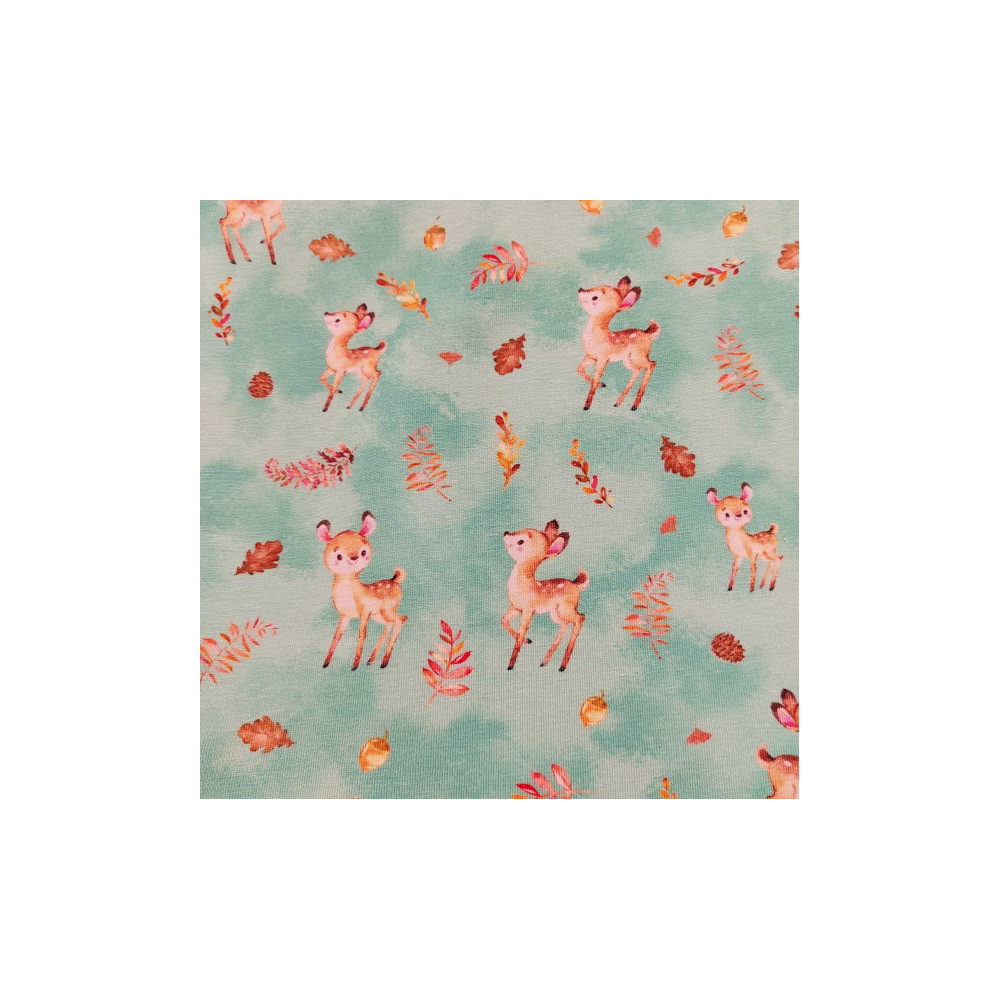 Jersey printed children material with fawn