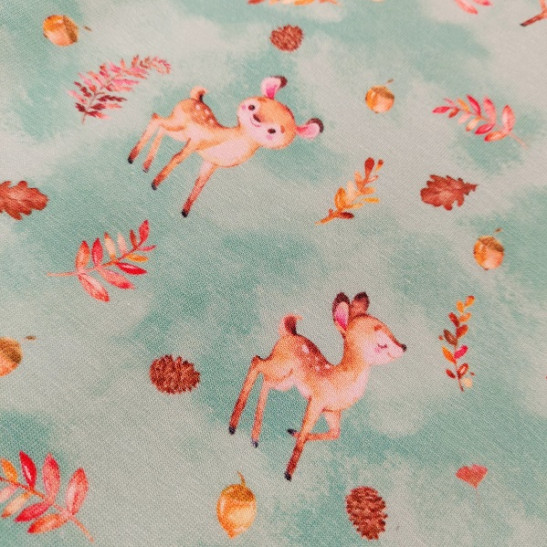 Jersey printed children material with fawn