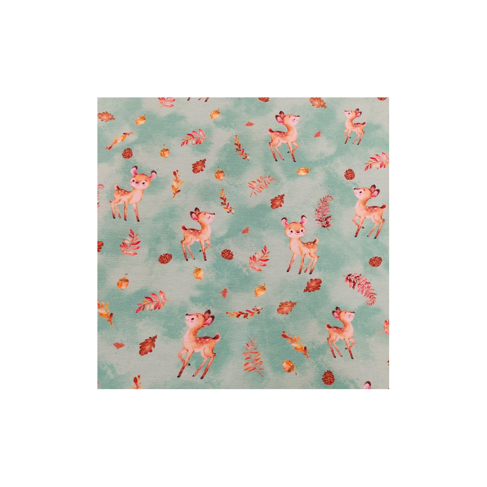 Jersey printed children material with fawn