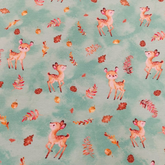 Jersey printed children material with fawn