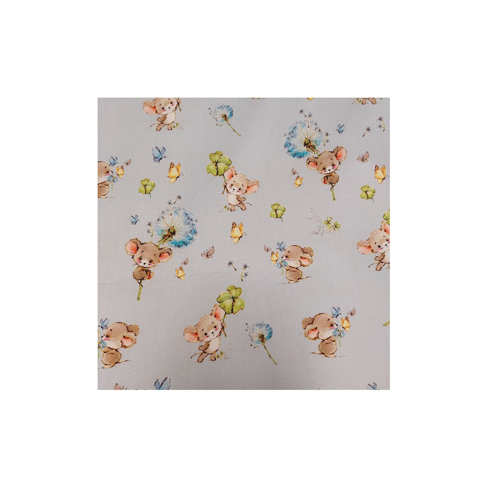 Tissu coton enfant imprimé petite souris coloris bleu