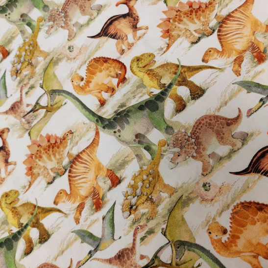 Tissu coton enfant imprimé dinosaure