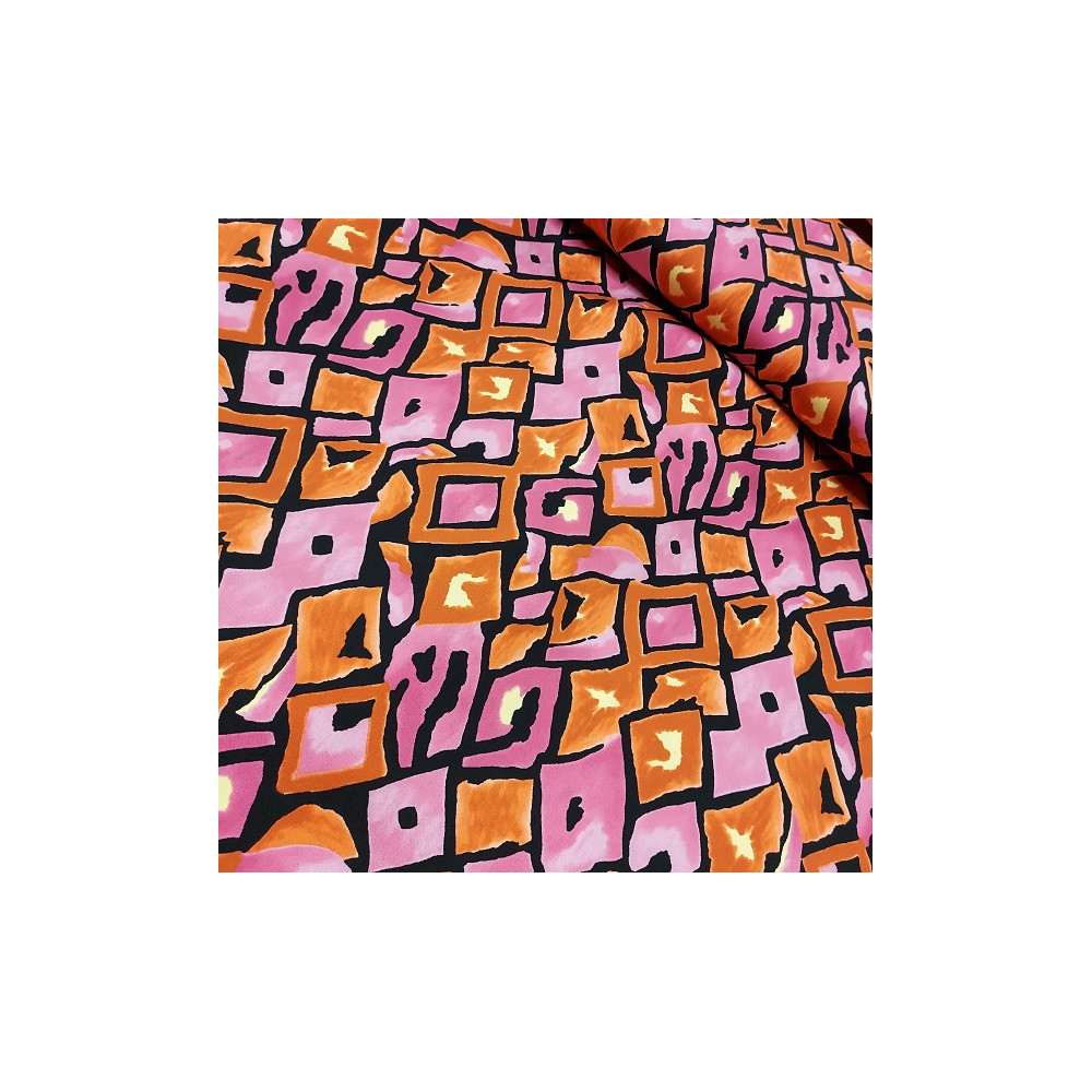 Tissu satin de viscose imprimé géométrique
