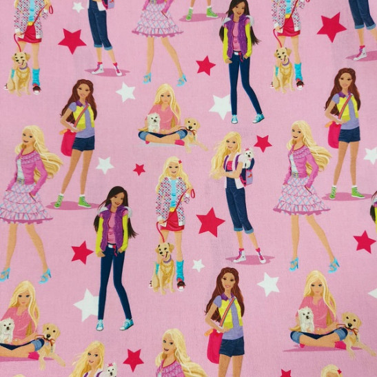 cotton material printed with Barbie