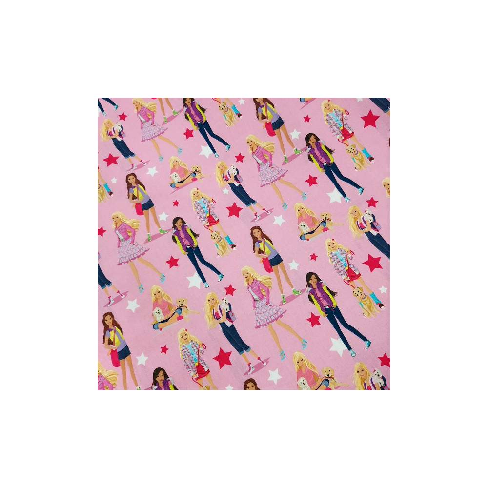 cotton material printed with Barbie