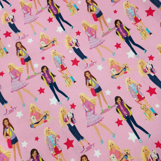 cotton material printed with Barbie