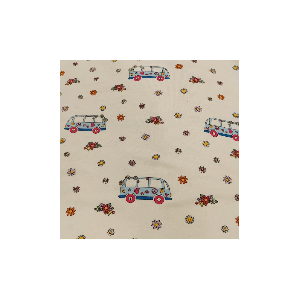 Jersey printed children material with van
