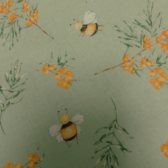 Cotton material print with bee