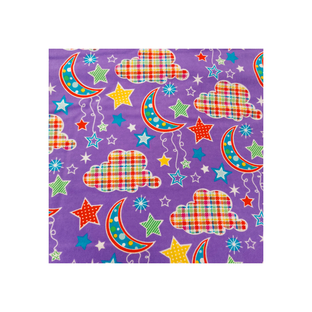 Flannelle cotton material print with cloud color velvet