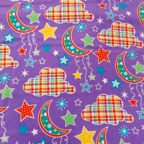 Flannelle cotton material print with cloud color velvet