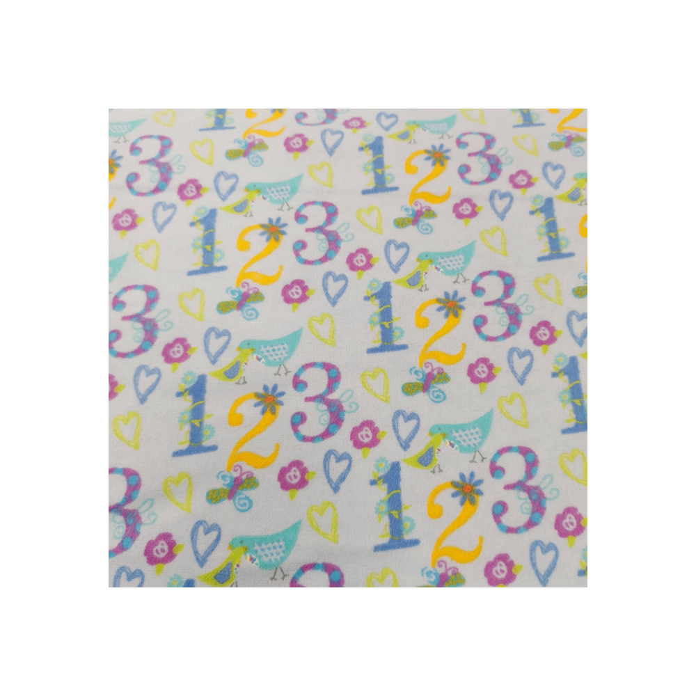 Flannelle cotton material print with number