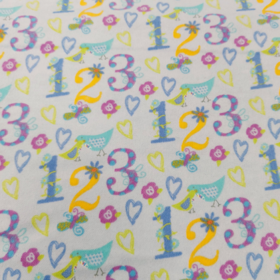 Flannelle cotton material print with number