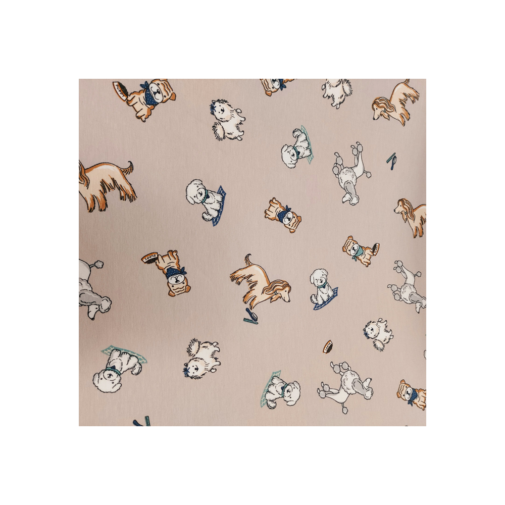 Jersey printed material with dog  color beige