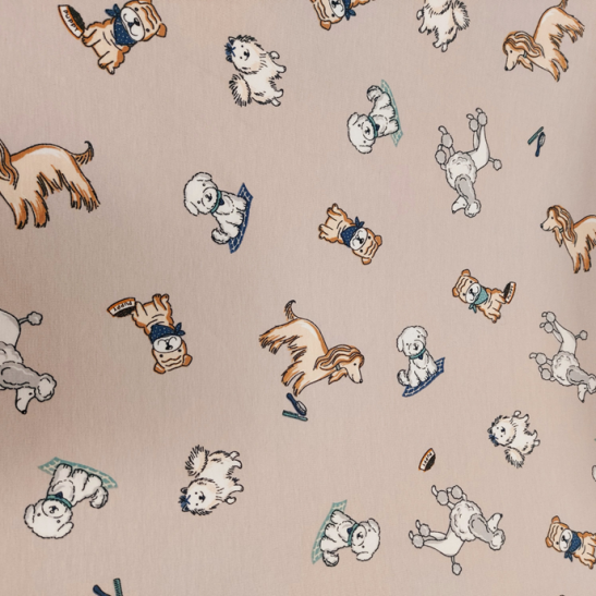 Jersey printed material with dog  color beige