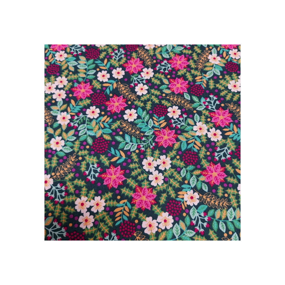 Tissu Noël Qjutie coton imprimé fleur