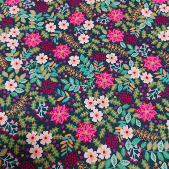 Tissu Noël Qjutie coton imprimé fleur