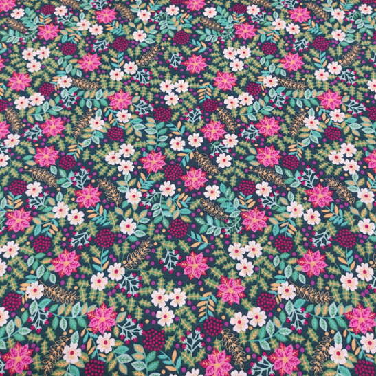 Tissu Noël Qjutie coton imprimé fleur
