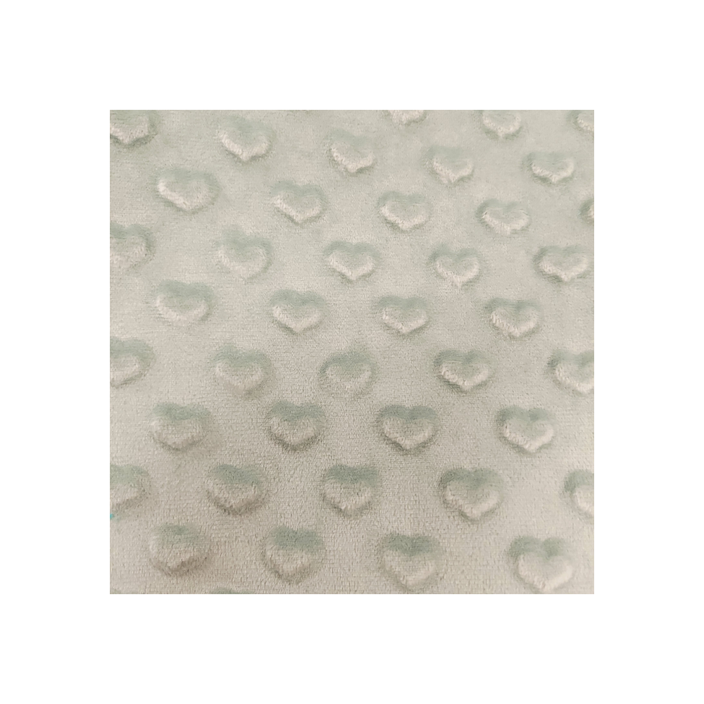 Minky material with heart color old green