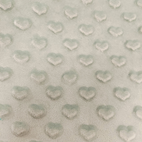 Minky material with heart color old green