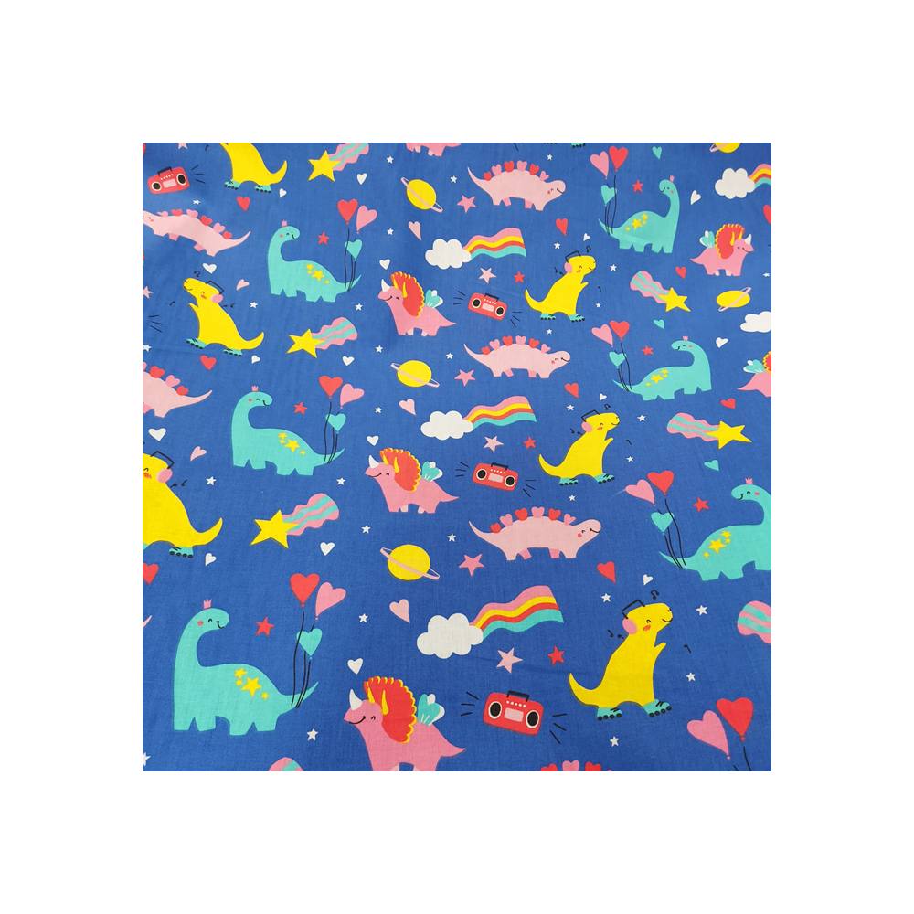 Tissu coton enfant Domotex imprimé dinosaure