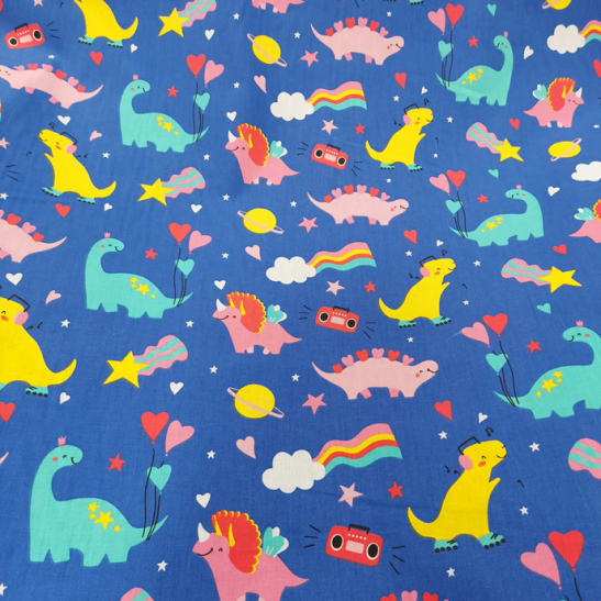 Tissu coton enfant Domotex imprimé dinosaure