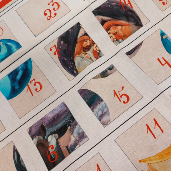 Calendrier de l'avent à coudre Crèche de Noël