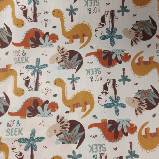 Cotton material  print with dino