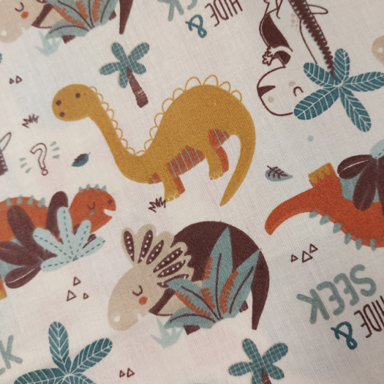 Cotton material  print with dino