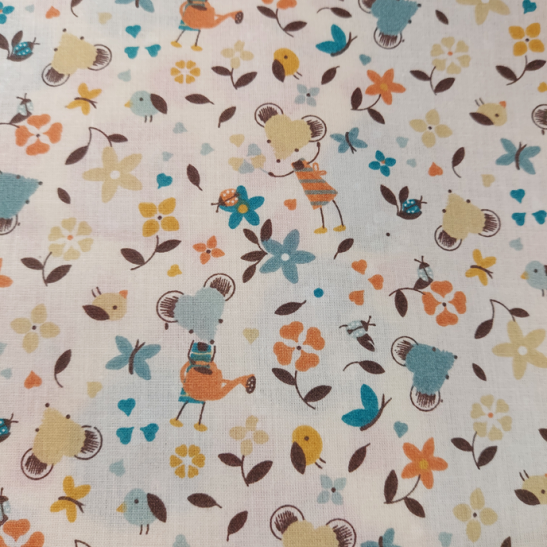 Tissu coton enfant imprimé petite souris