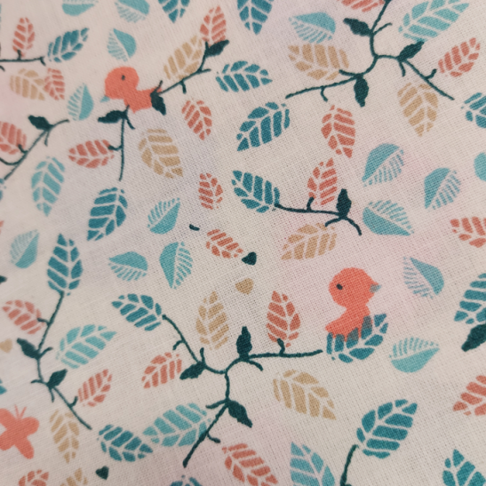 Cotton material  print with baby bird