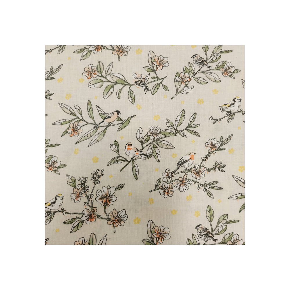 Tissu coton imprimé chants d'oiseaux