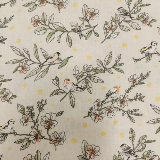 Tissu coton imprimé chants d'oiseaux