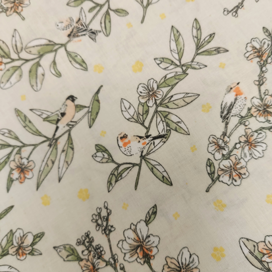 Tissu coton imprimé chants d'oiseaux