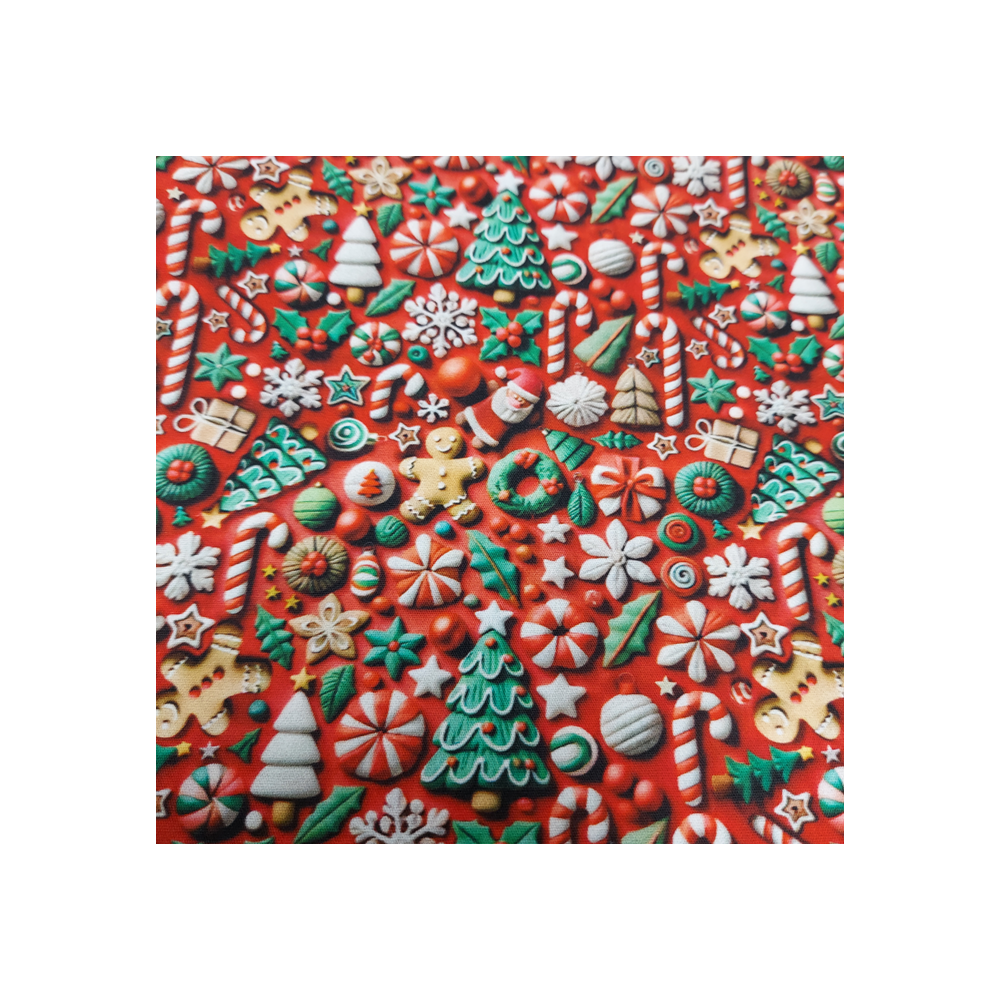 Tissu Noël coton digital effet 3 D imprimé mini sapin