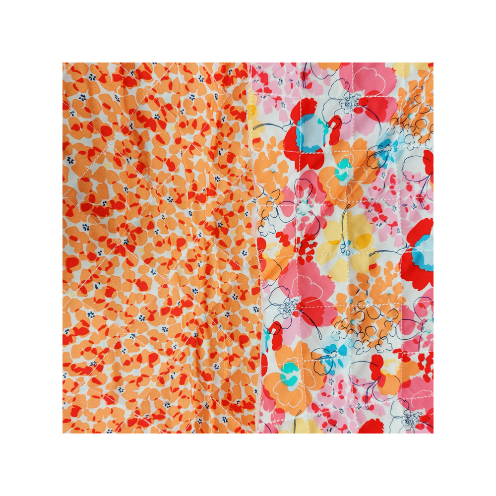 Tissu matelassé réversible imprimé printemps