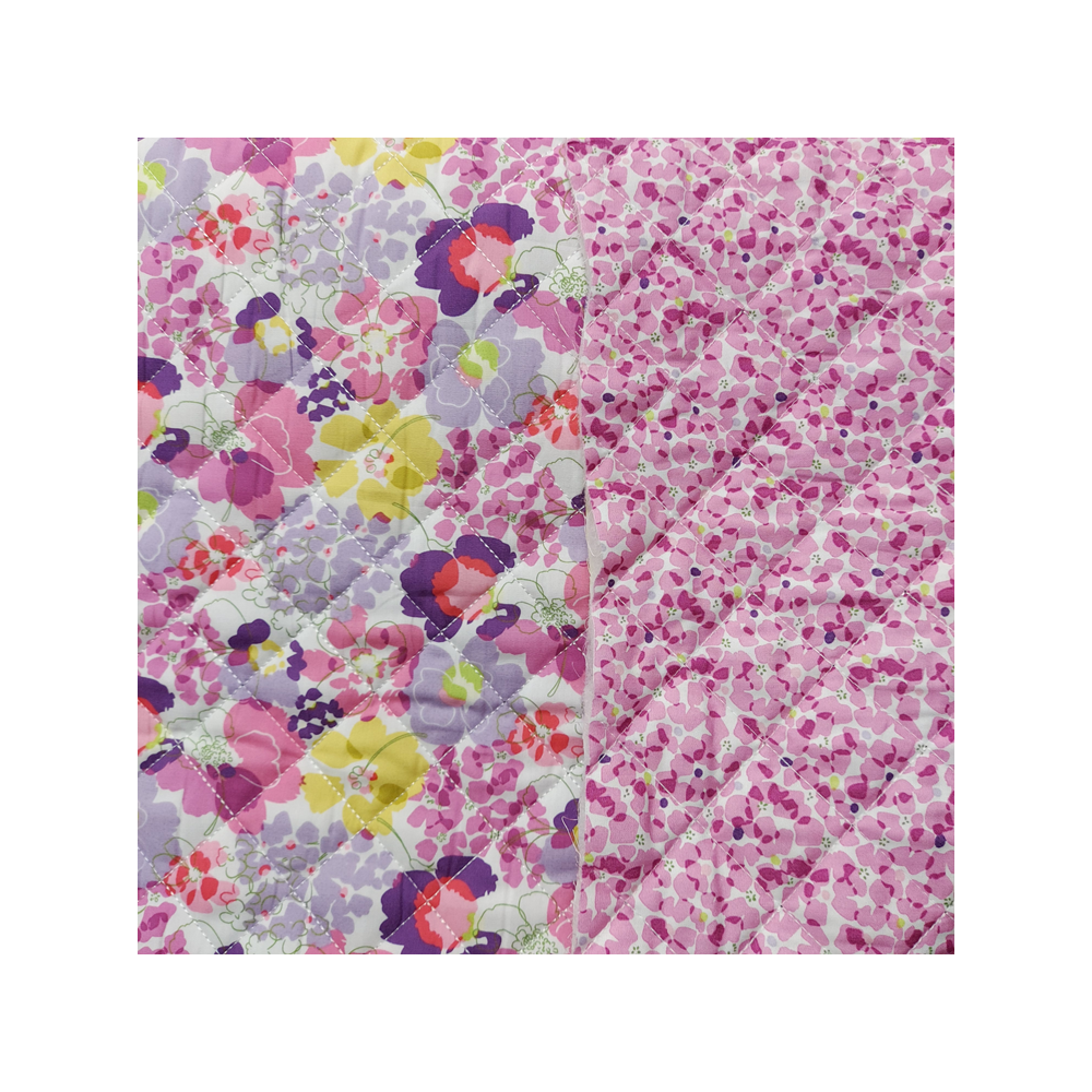Tissu matelassé réversible imprimé printemps