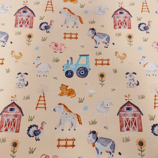 Jersey printed children material with farm
