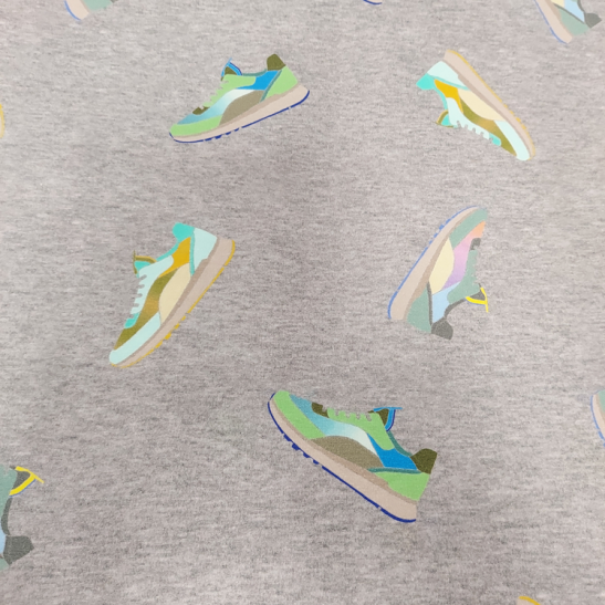 Jersey printed material with sneakers color grey