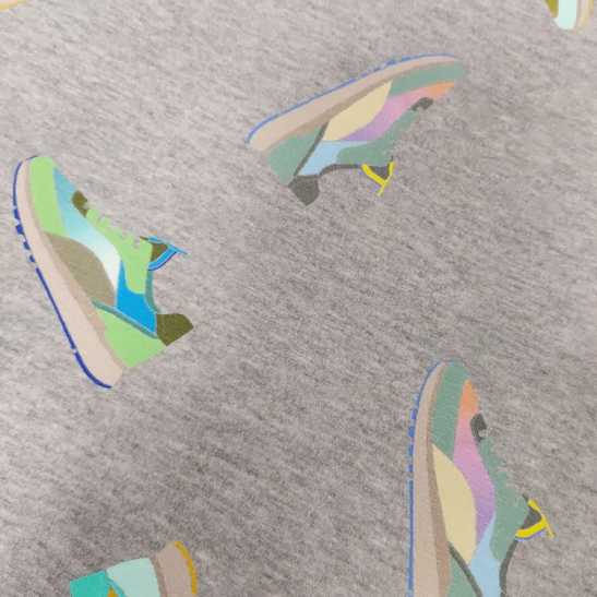Jersey printed material with sneakers color grey