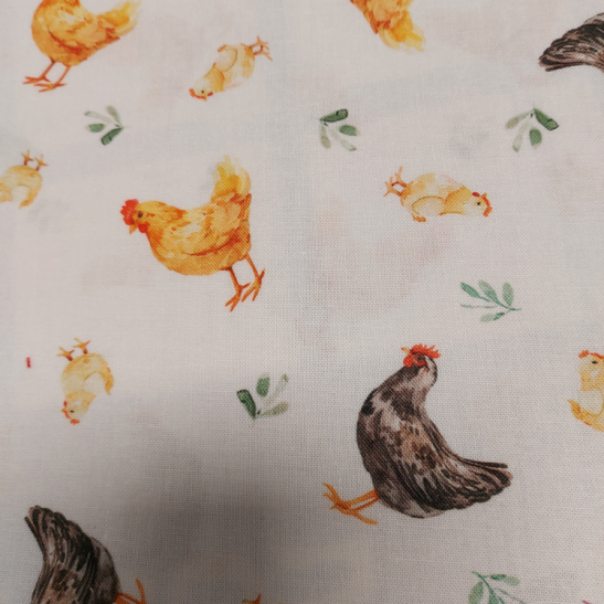 Tissu coton de Pâques imprimé poule et poussin