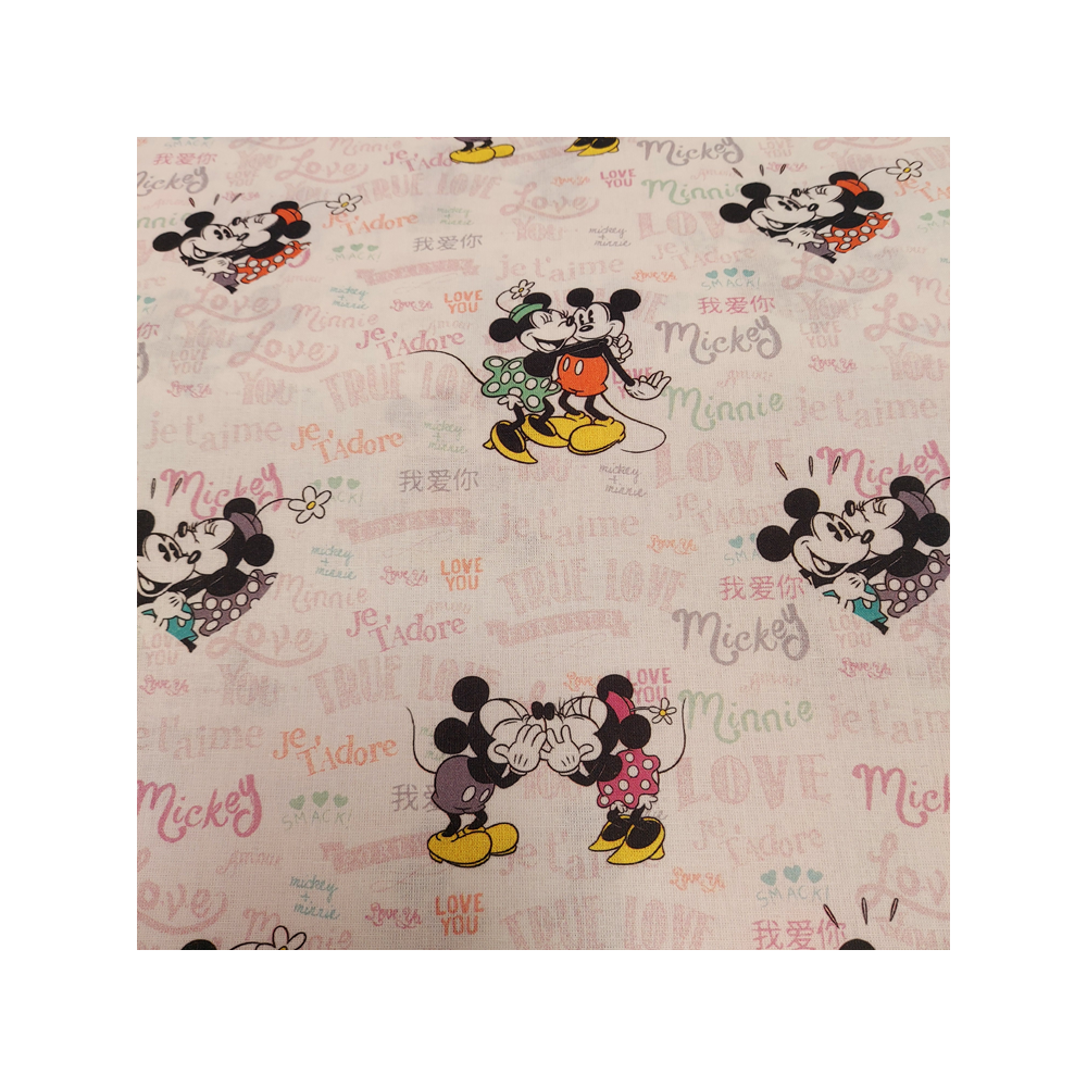 Tissu coton imprimé Mickey et Minnie