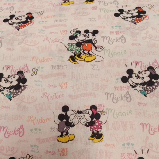 Tissu coton imprimé Mickey et Minnie
