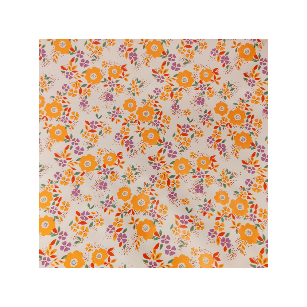 Tissu imperméable Domotex imprimé petite fleur orange