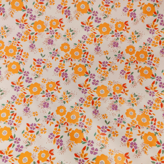 Tissu imperméable Domotex imprimé petite fleur orange