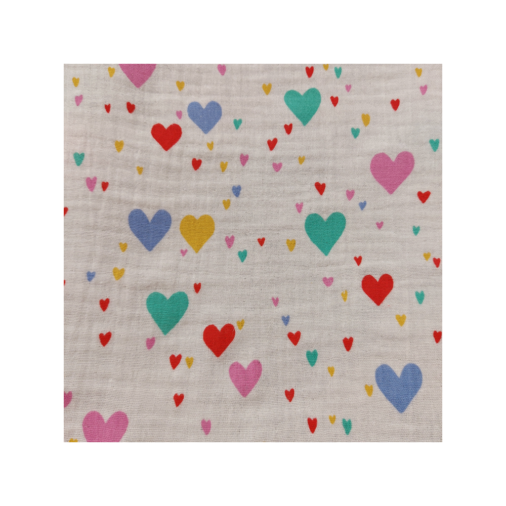 Double gauze material with colored heart