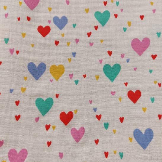 Double gauze material with colored heart