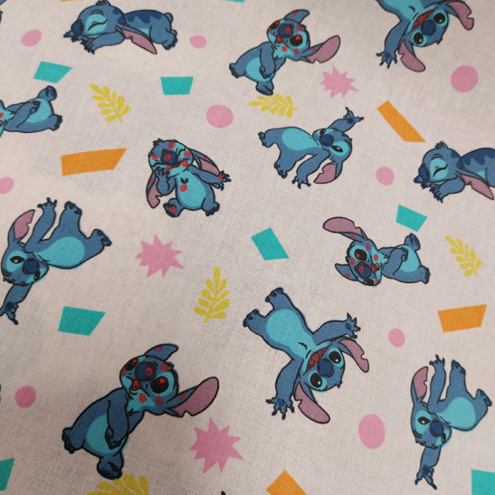 Tissu Walt Disney coton imprimé Stitch bleu