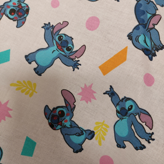 Tissu Walt Disney coton imprimé Stitch bleu