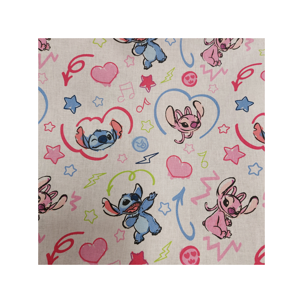 Tissu Walt Disney coton imprimé Stitch in love